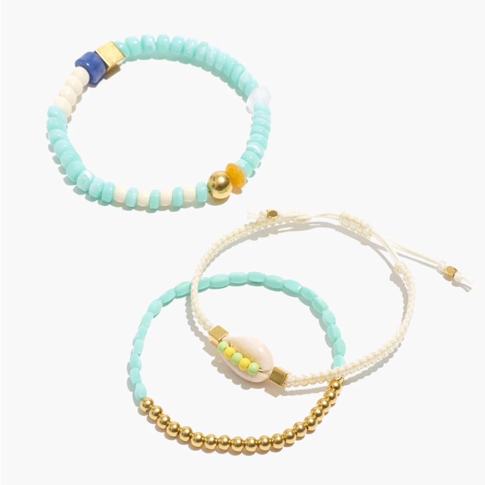 Madewell Three-Pack Cowrie Shell Beaded Bracelet‎ Set